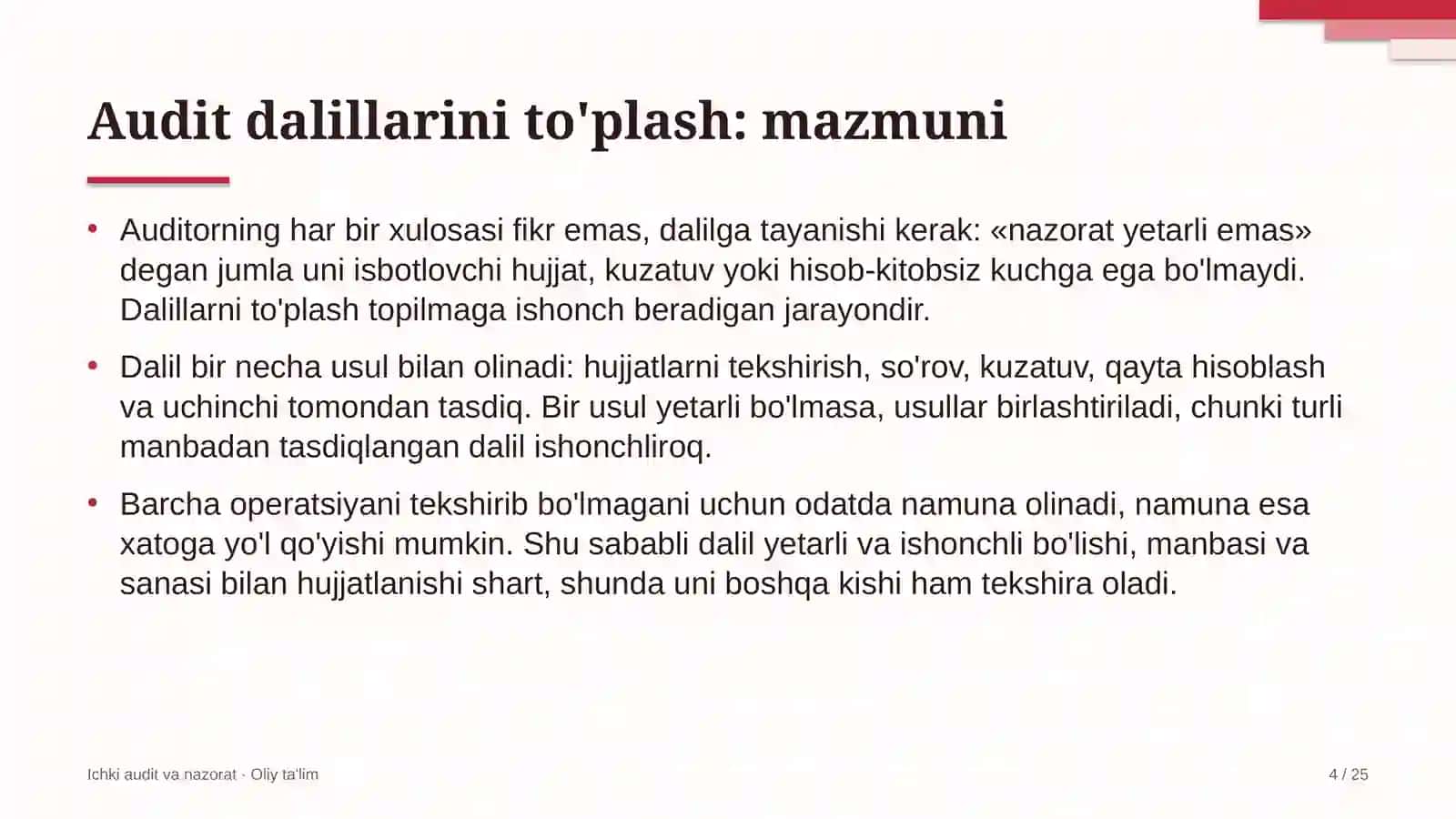 xayriya jamg'armalarida audit dalillarini to'plash 9835 4