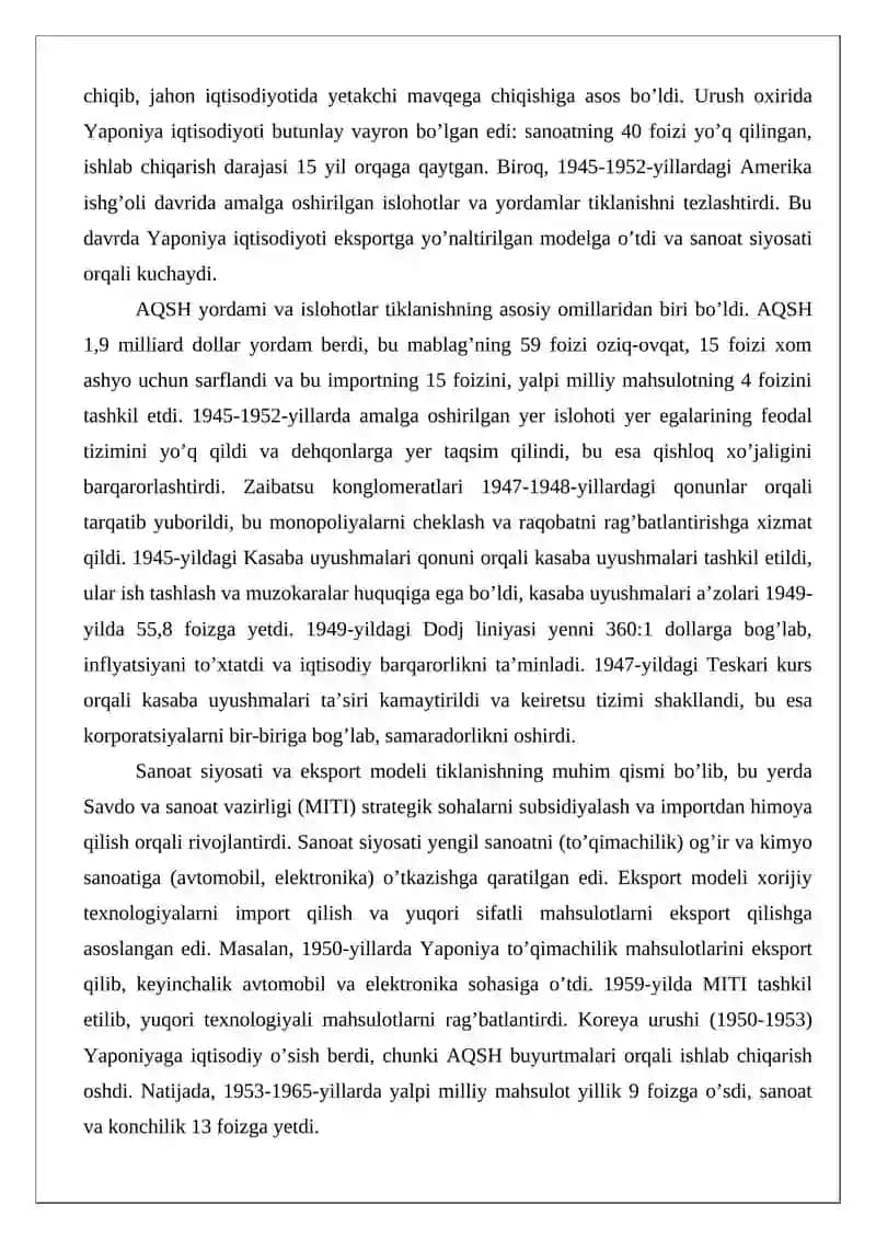 XX–XXI asrlarda Yaponiyaning iqtisodiy modernizatsiyasi va texnologik rivoji 4