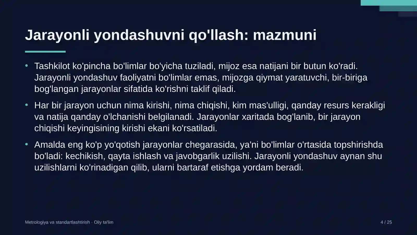 Metrologiya va standartlashtirish · Oliy ta'lim 4