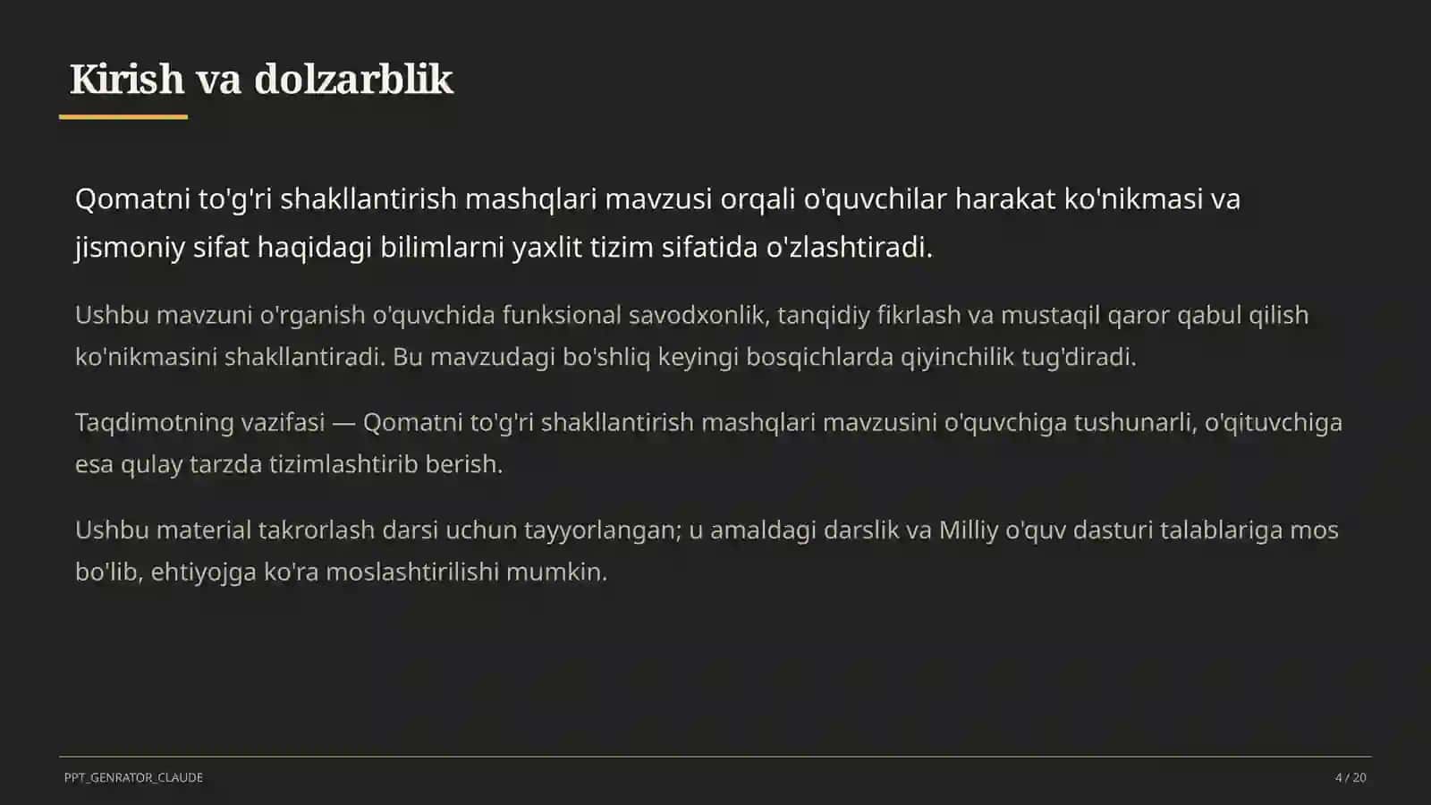 Qomatni to'g'ri shakllantirish mashqlari (2-sinf) 4