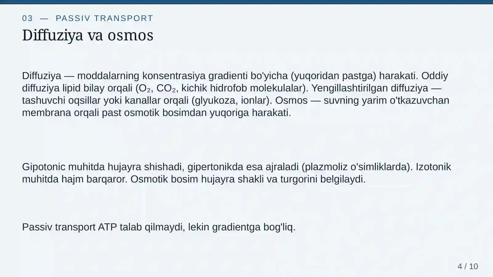 Hujayra membranasi va moddalarning hujayraga kirishi 4