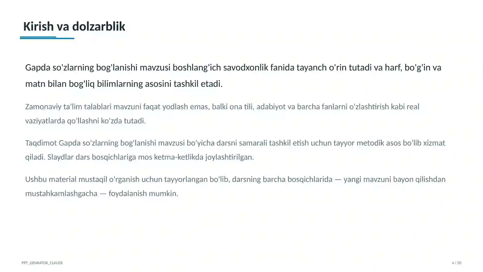 Gapda so'zlarning bog'lanishi (2-sinf) 4