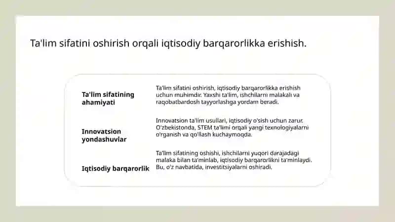 Xalqaro baholash dasturing mamlakat iqtisodiyotida tutgan o'rni 4