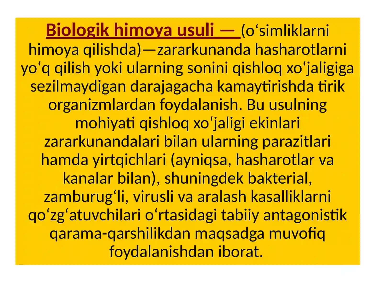 Dorivoro‘simliklar zarar kunandalariga biologik kurash choralarini o‘rganish 4