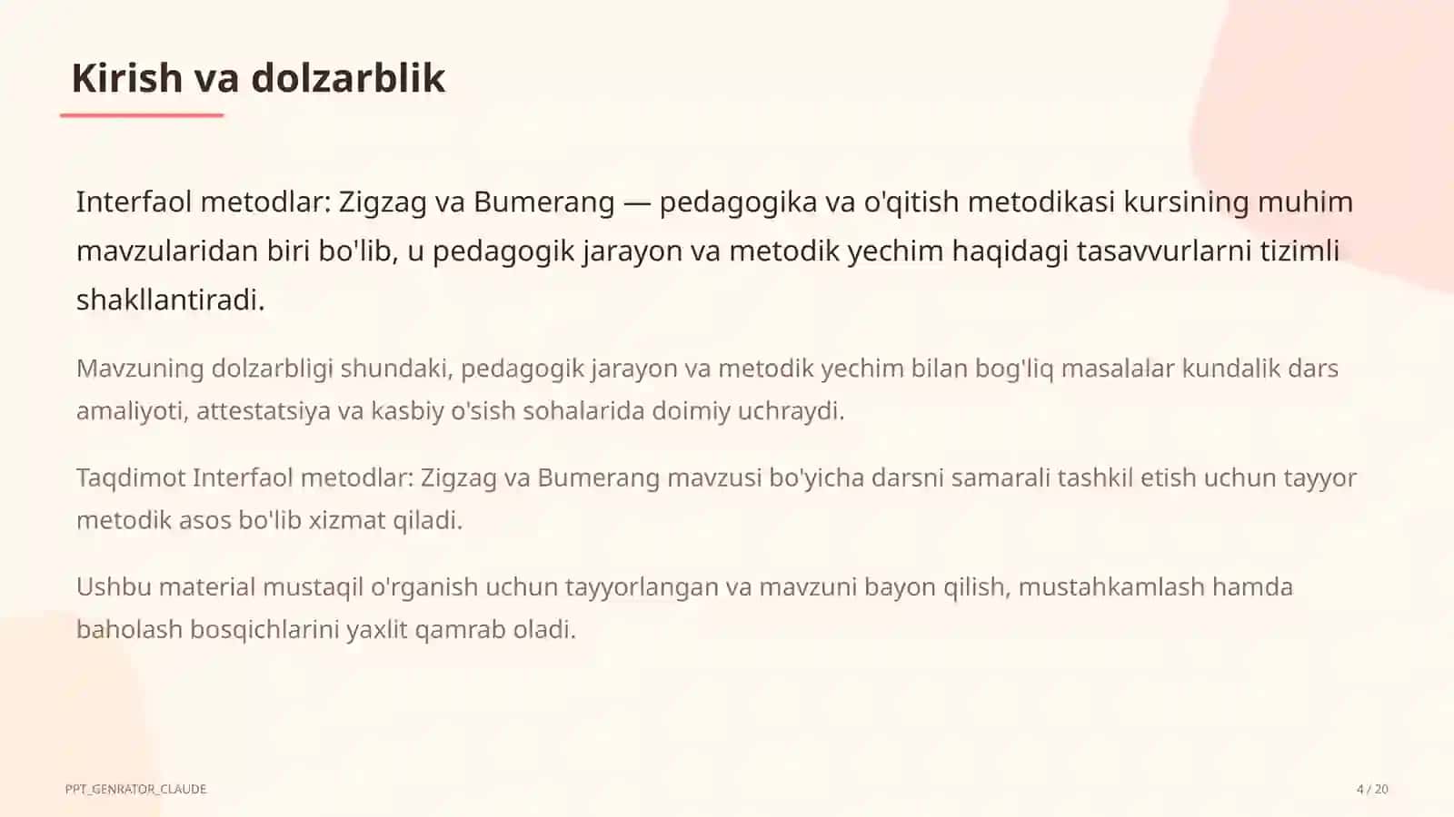 Interfaol metodlar: Zigzag va Bumerang 4