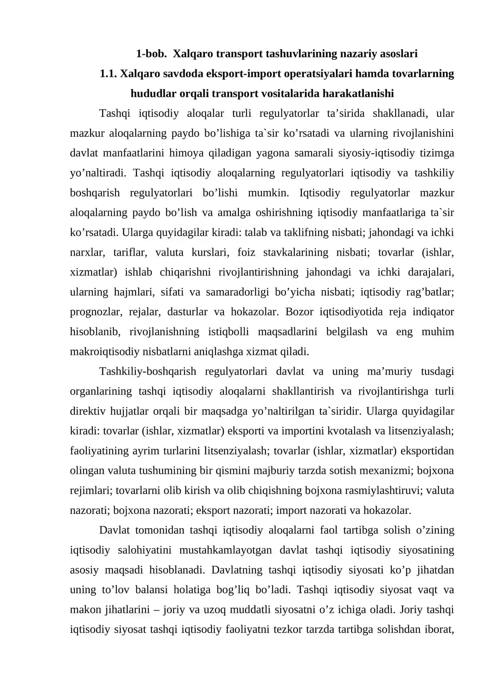 Xalqaro transpot tashuvining jahon tajribasi va uni respublikamizda tadbiq etish 4