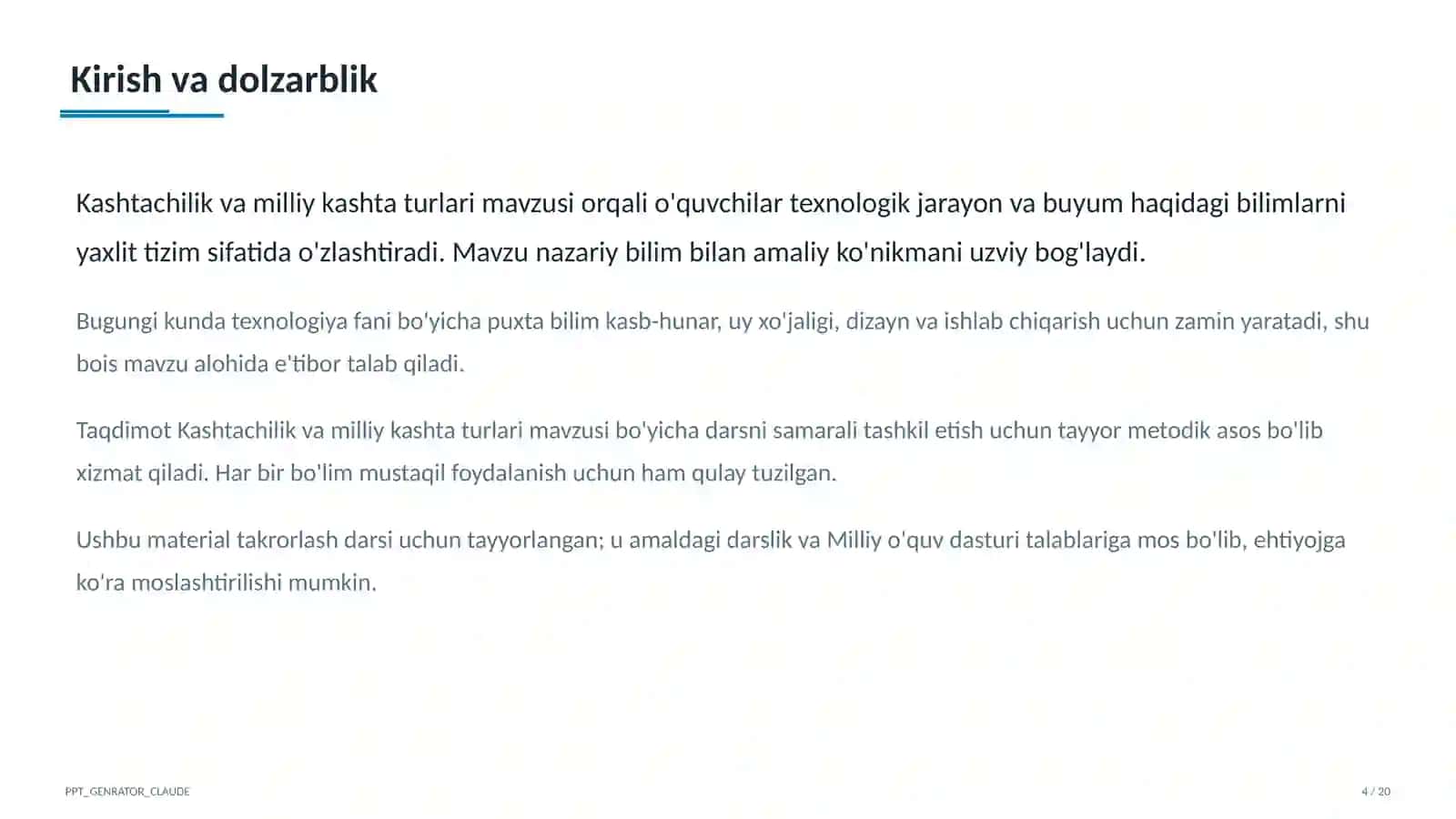 Kashtachilik va milliy kashta turlari (5-sinf) 4