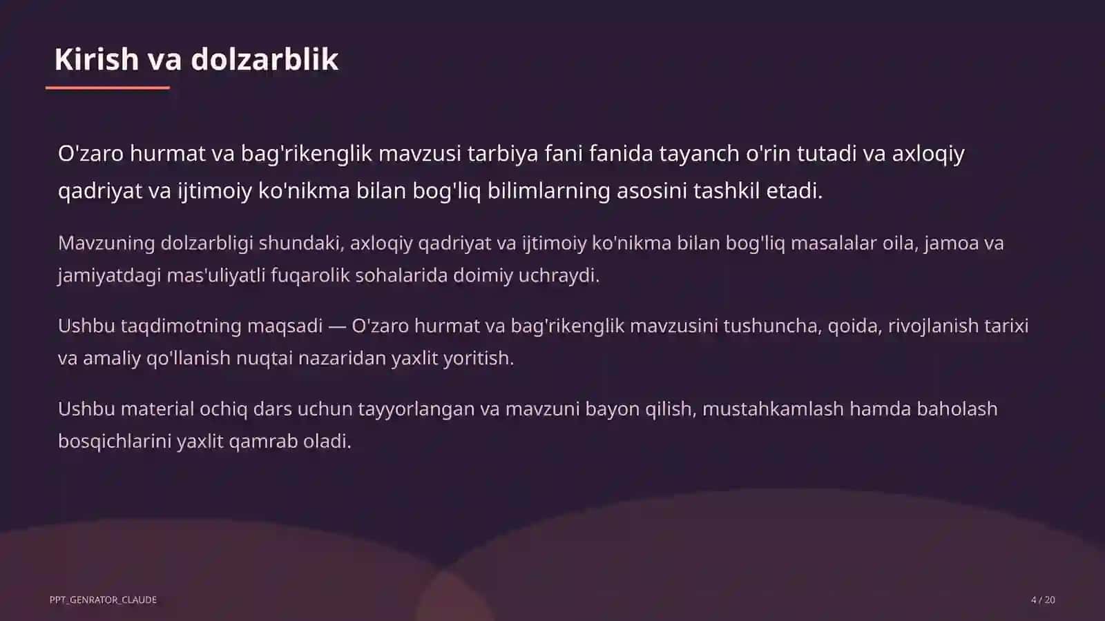 O'zaro hurmat va bag'rikenglik (7-sinf) 4