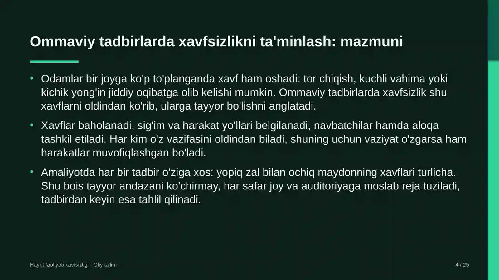 elektrotexnika sanoatida ommaviy tadbirlarda xavfsizlikni ta'minlash 6631 4