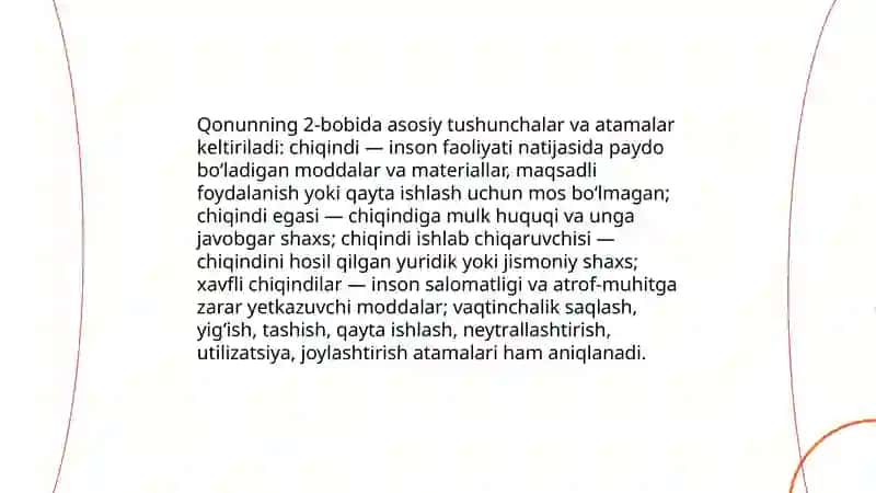 Chiqindilar to'g'risidagi O'zbekiston respublikasi ning qonuni 4