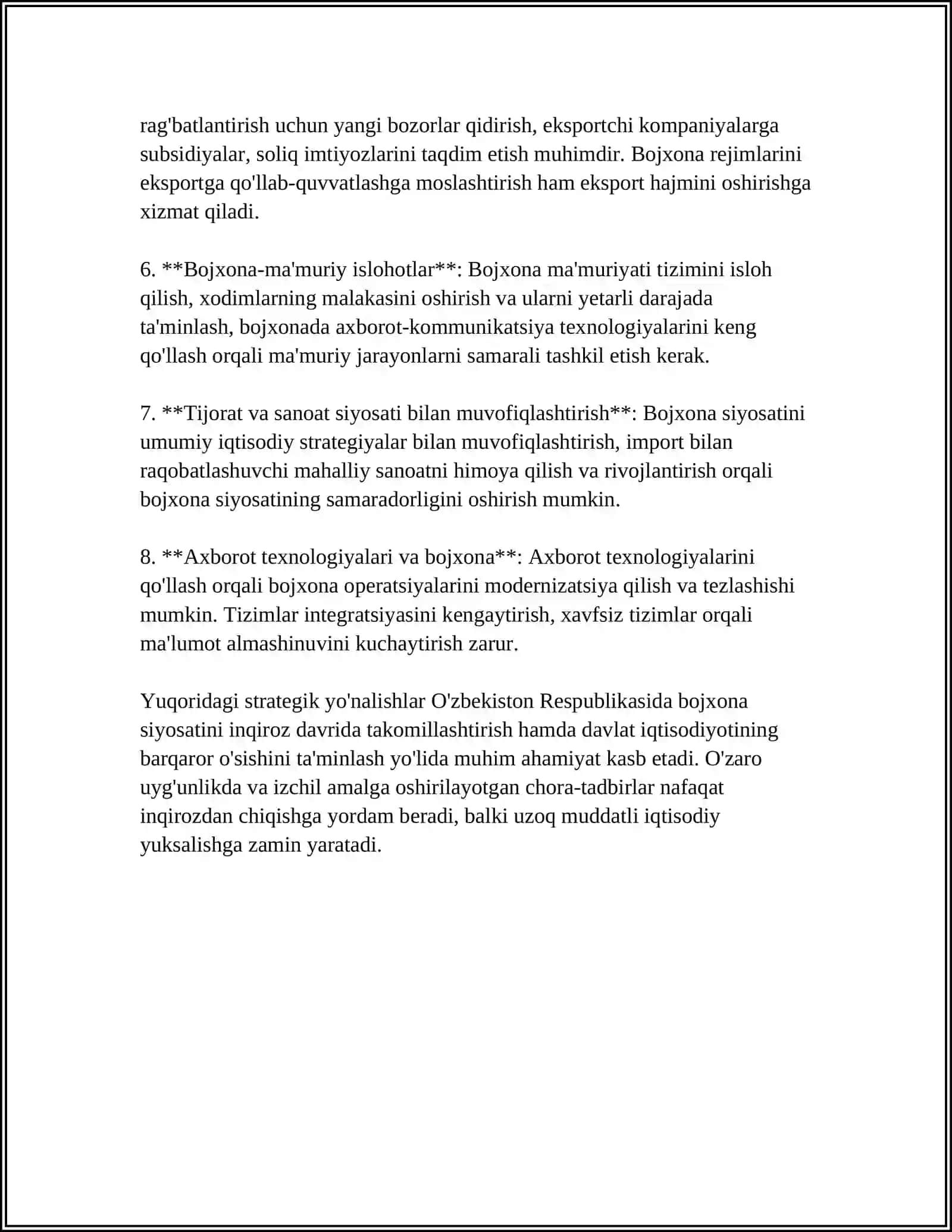 JAHON MOLITAVIY-IQTISODIY INQIROZI DAVRIDA O‘ZBEKISTON RESPUBLIKASI BOJXONA SIYOSATINI TAKOMILLASHTIRISH 4