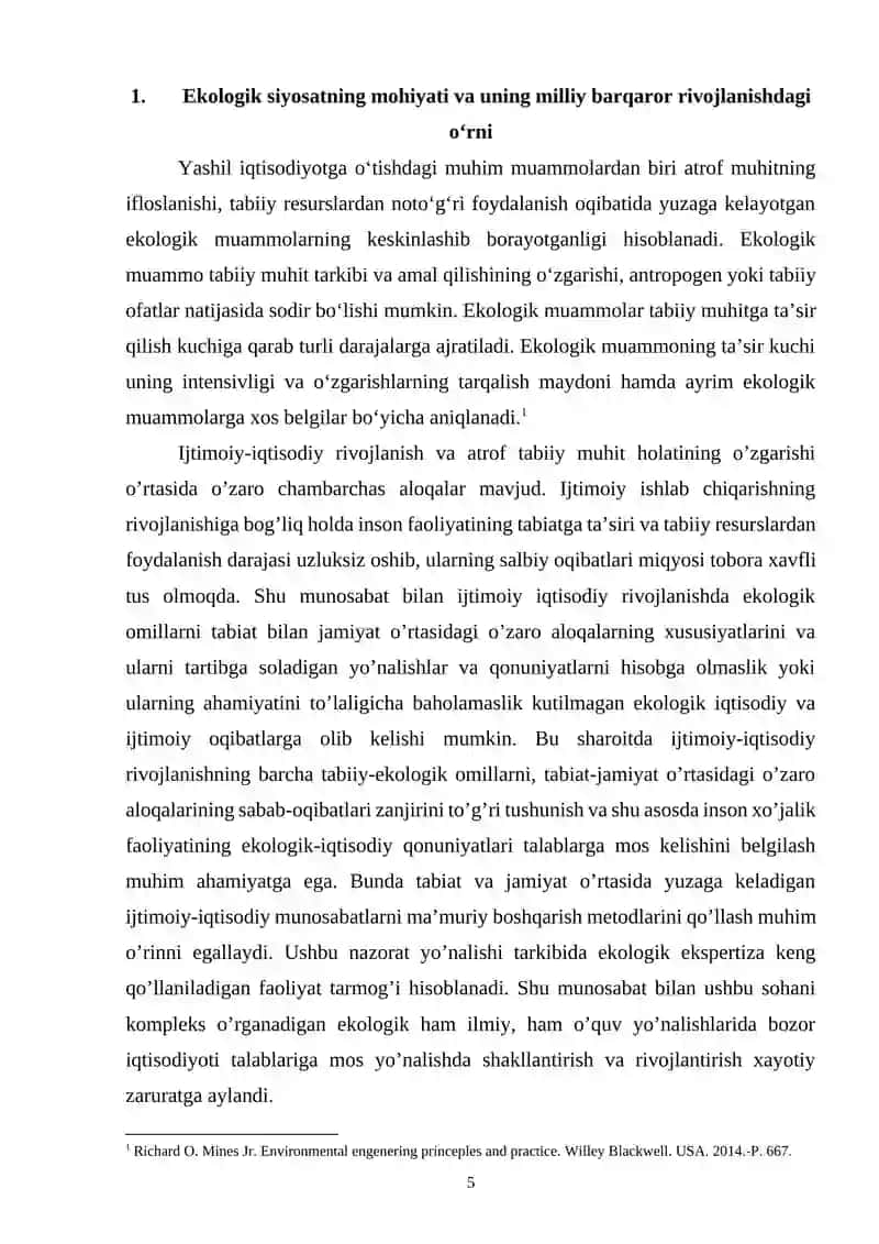 EKOLOGIK SIYOSAT VA GLOBAL EKOLOGIK XAVFSIZLIK MUAMMOLARI 4