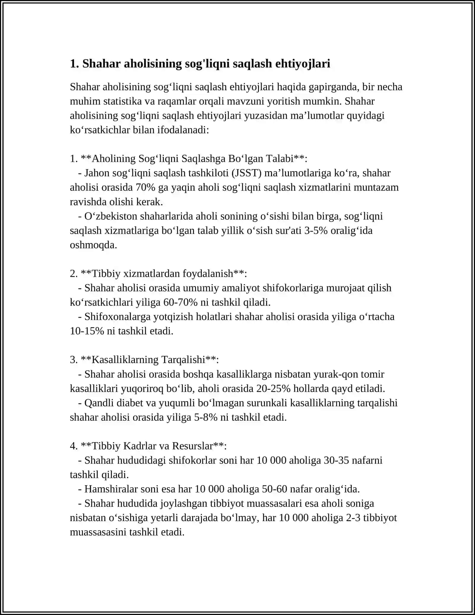 SHAHAR AHOLISI VA SANOAT KORXONALARI ISHCHILARIGA TIBBIY YORDAM KORSATISHNI TASHKIL QILISH.POLIKLINIKA ISHINI TASHKIL QILISH 4