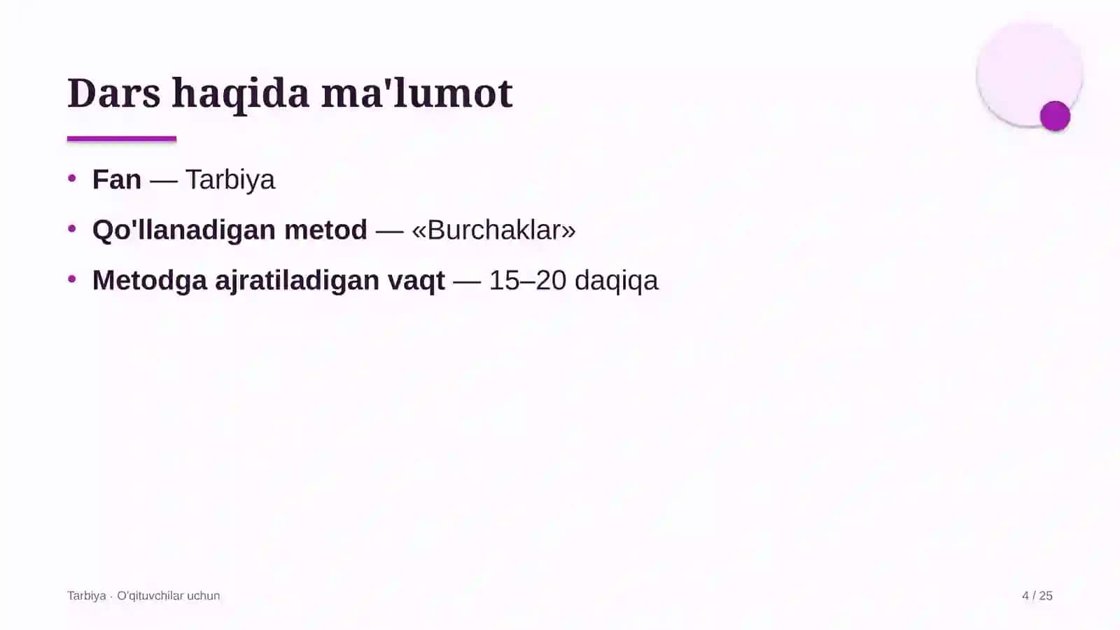 tarbiya darslarida burchaklar metodidan foydalanish 3065 4