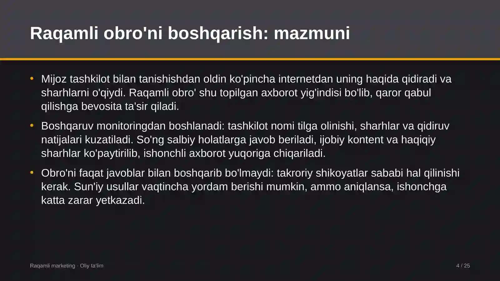 Raqamli marketing · Oliy ta'lim 4