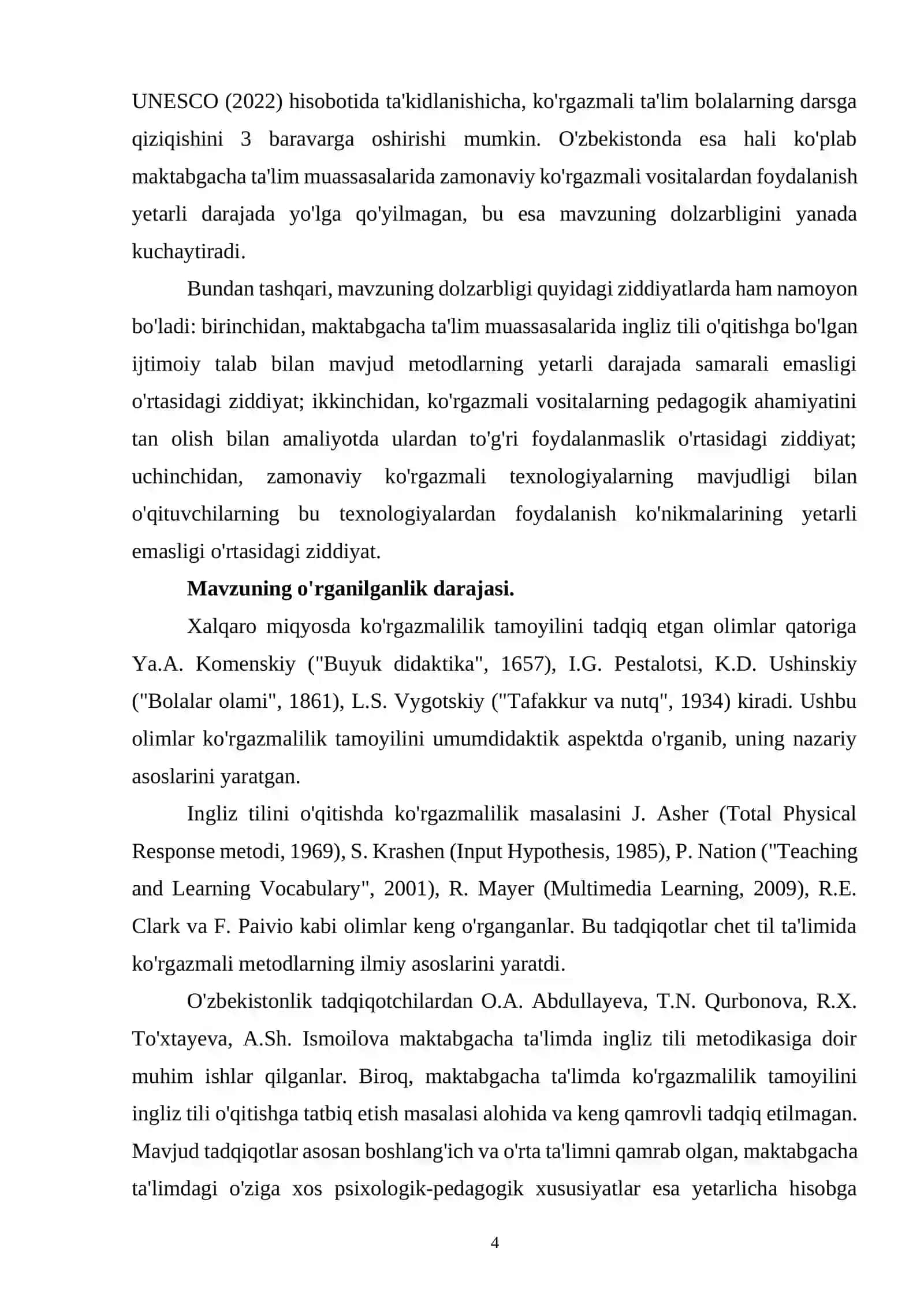 "MAKTABGACHA TA'LIMDA INGLIZ TILINI O'QITISHDA KO'RGAZMALILIK TAMOYILI" 4