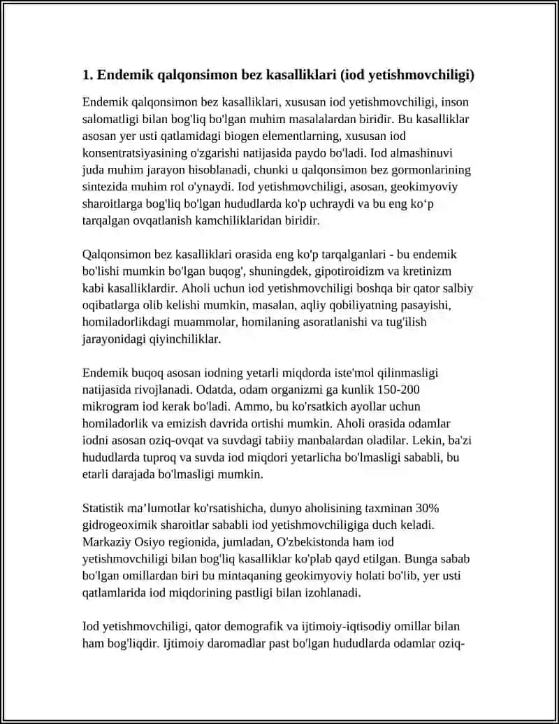 BIOGEN ELEMENTLAR KONSENTRATSIYASI O'ZGARISHI BILAN BOG'LIQ BO'LGAN ENDOMIK VA KASB KASALIKLARI 4