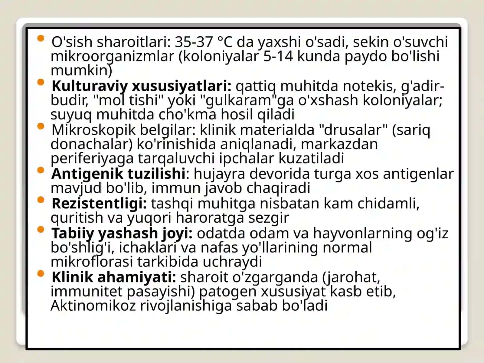 Aktinomikoz qo'zg'atuvchilari ta'limi 4