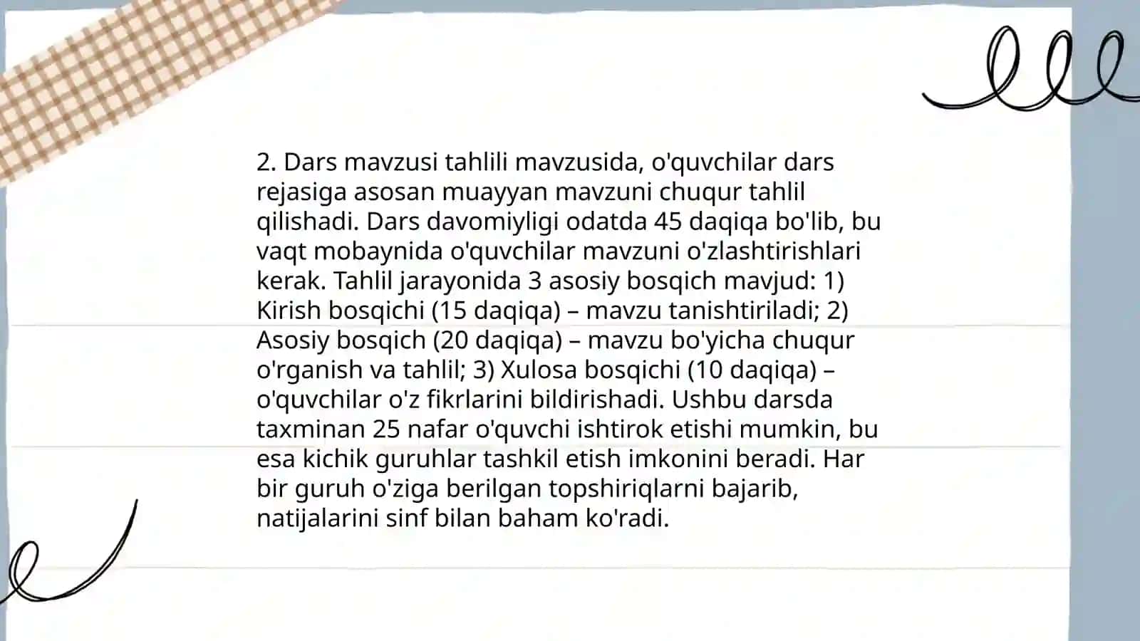 Reja: 1. Ta'lim maqsadlari va vazifalari 4