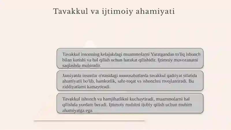 Tavakkalchilikka bo’lgan munosabat 4