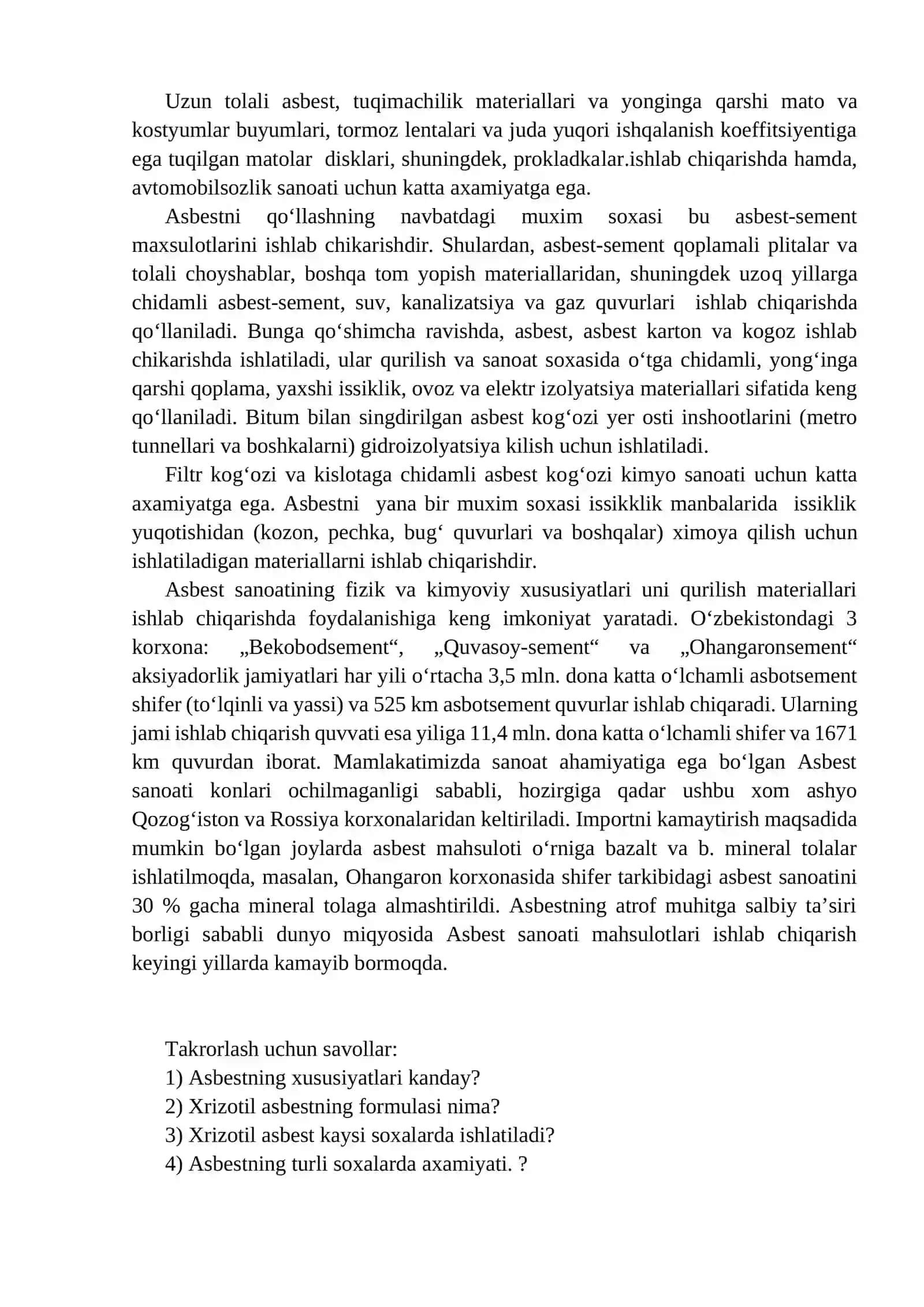 Asbestli rudalarni boyitish texnologiyasi 4