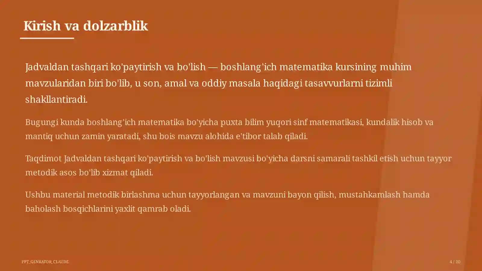 Matematika (1-4) - metodik birlashma uchun 4