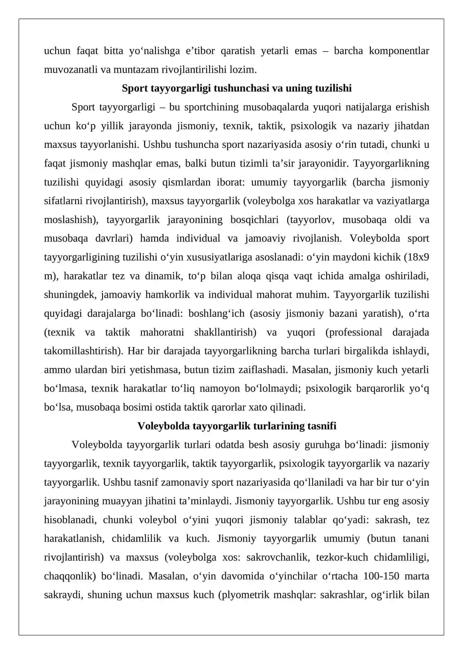 Voleybolda tayyorgarlik turlarining o‘rni va ahamiyati 4