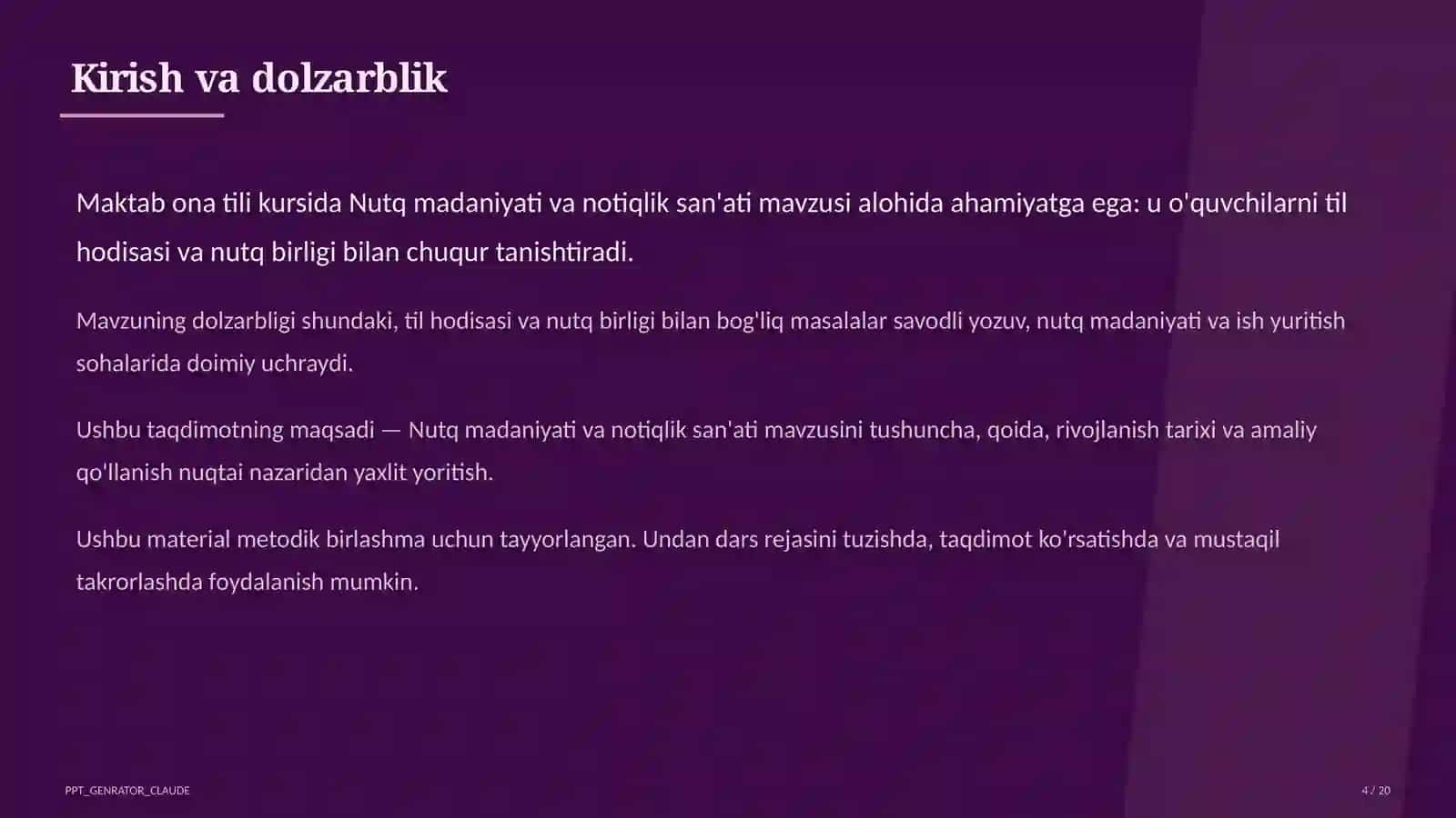 Nutq madaniyati va notiqlik san'ati (10-sinf) 4