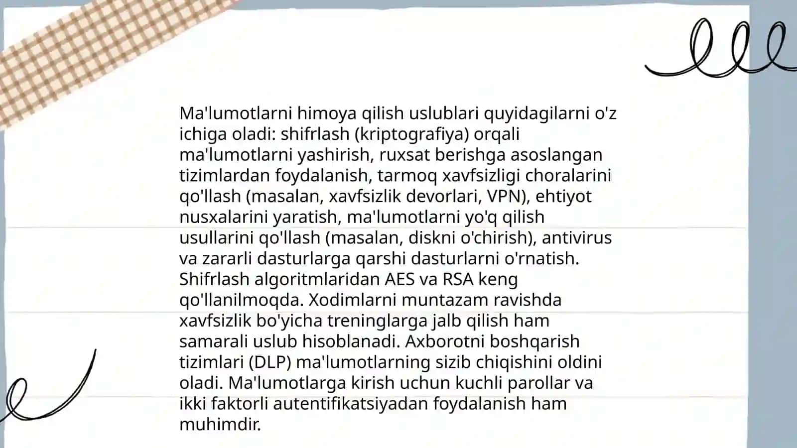 Xafsizlikni taminlash tamoillari va uslublarini tahlil qilish Faoliyatining turli bosqichlarida hafsizlik shartlarini tahlil qiliw 4