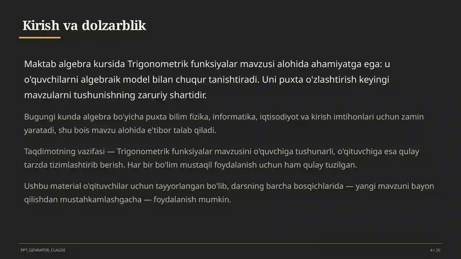 Trigonometrik funksiyalar (10-sinf) 4
