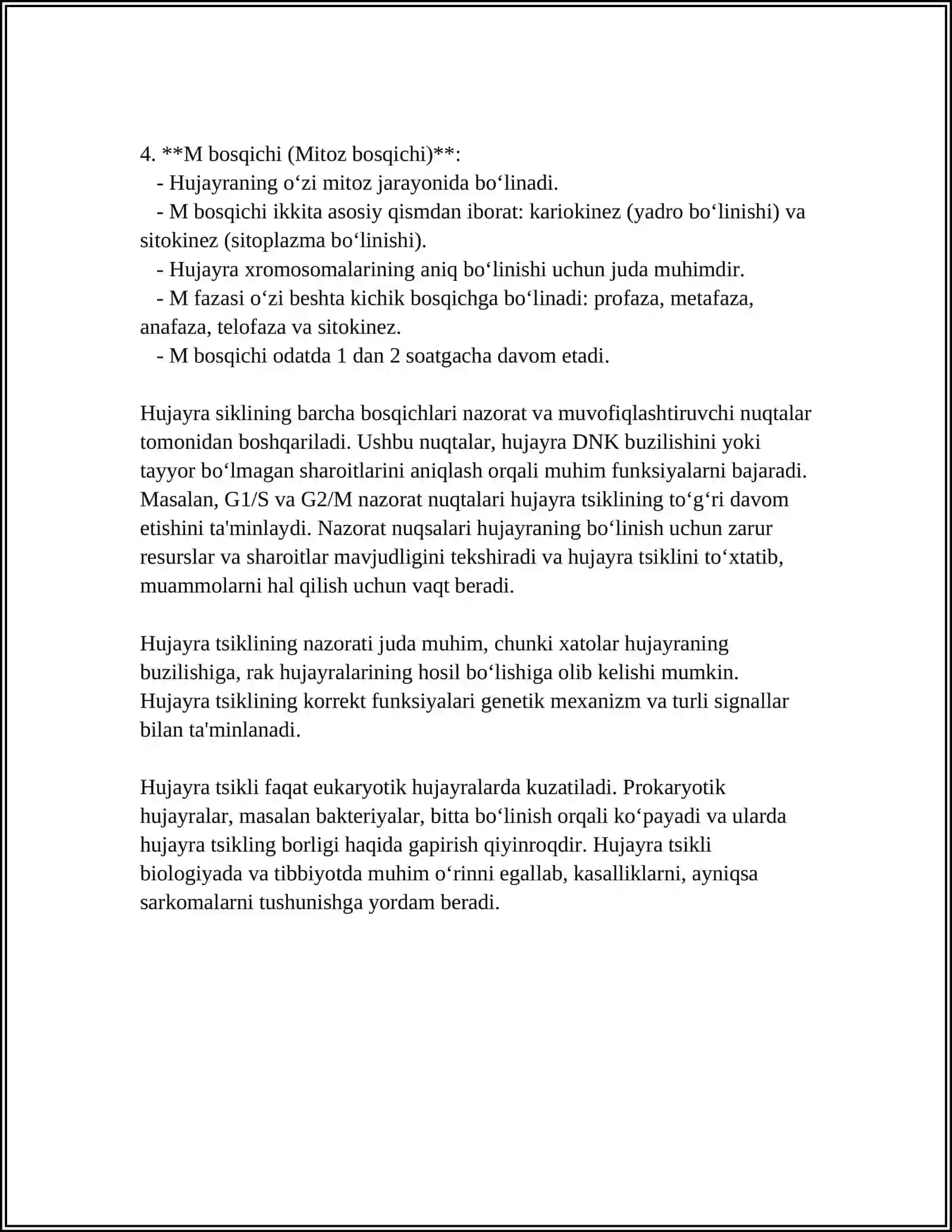 Hujayraning Mitotik va Hayotiy Sikli 4
