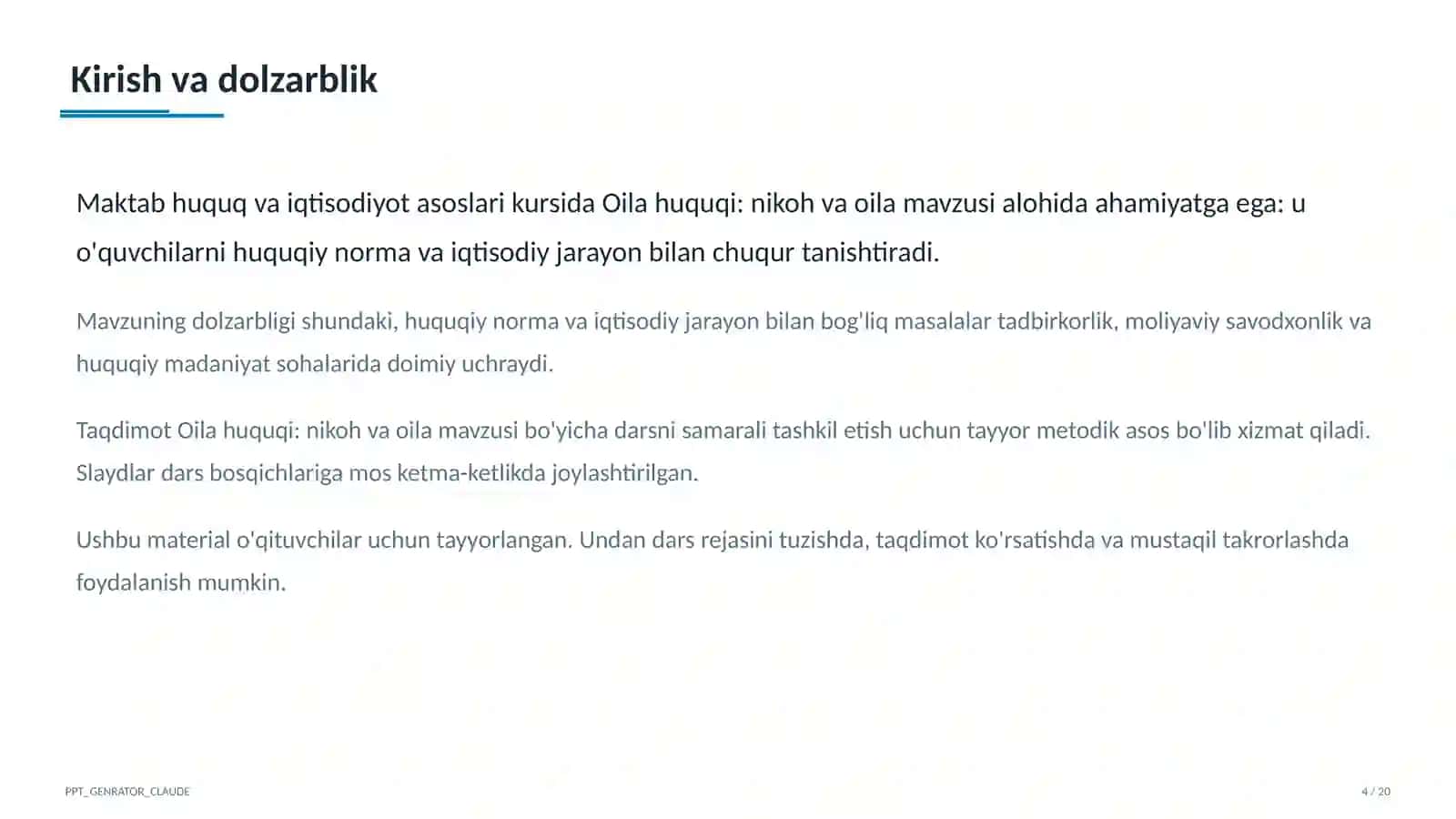 Oilahuquqi: nikoh va oila (9-sinf) 4