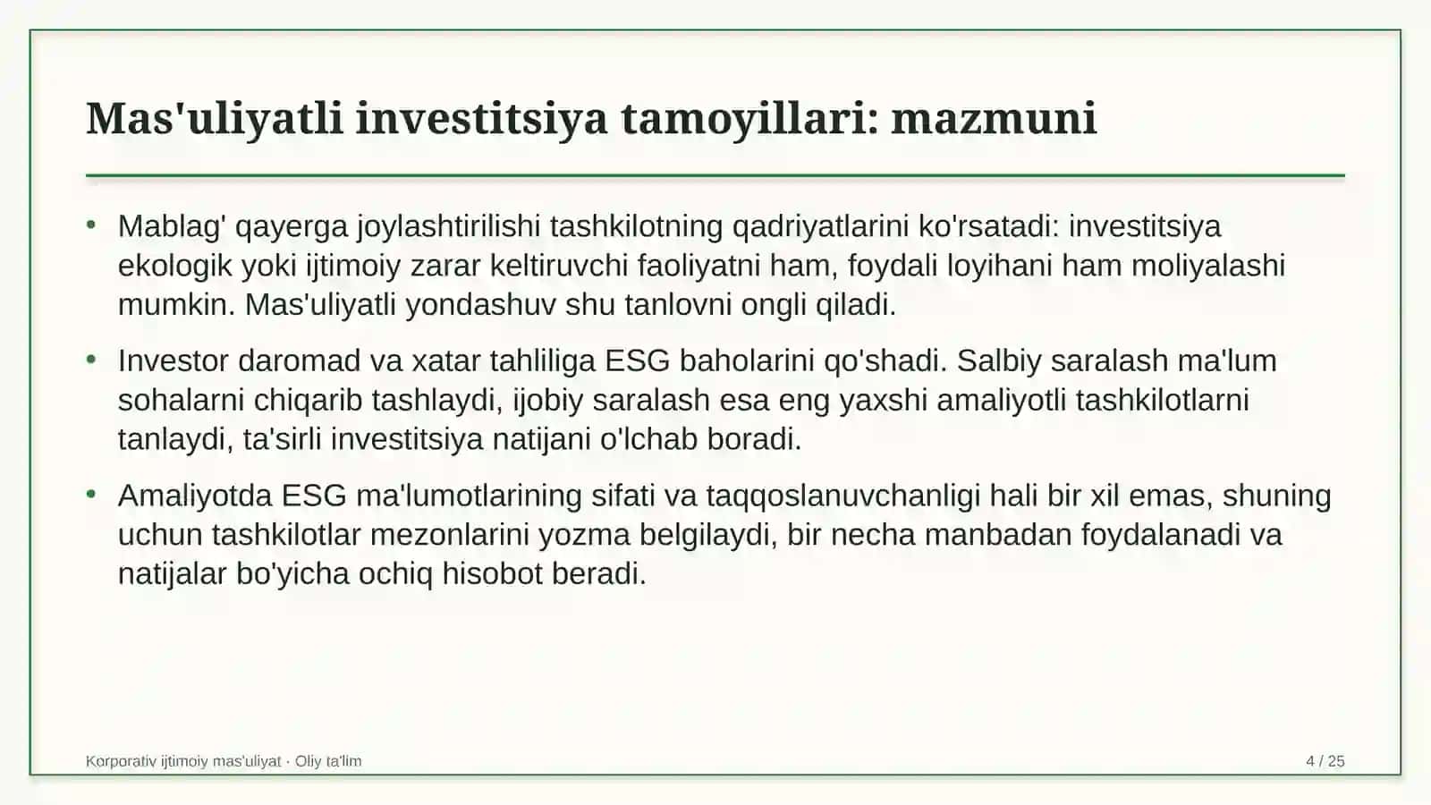 travmatologiya va ortopediya bo'limlarida mas'uliyatli investitsiya tamoyillarini qo'llash 6600 4
