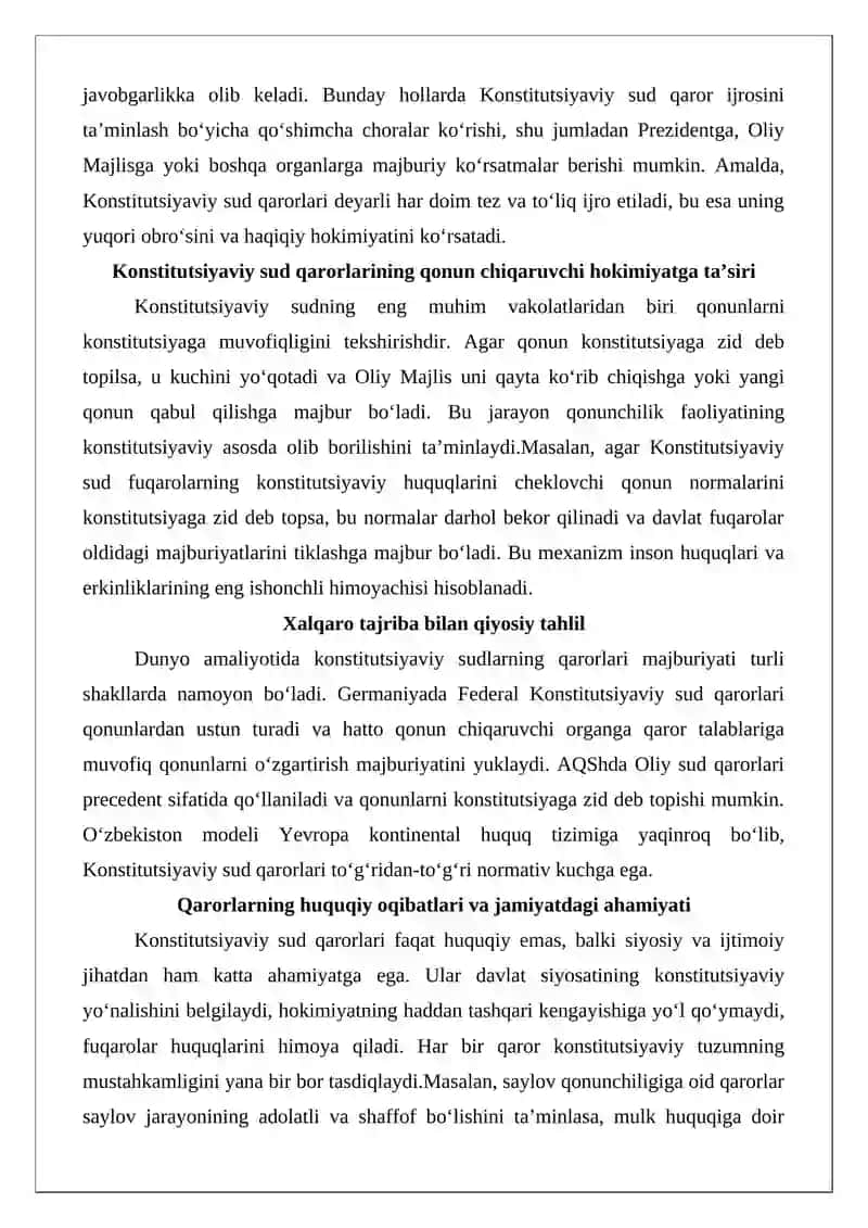 O‘zbekiston Respublikasi Konstitutsiyaviy sudining qarorlarining yuridik ahamiyati va tuzilishi 4