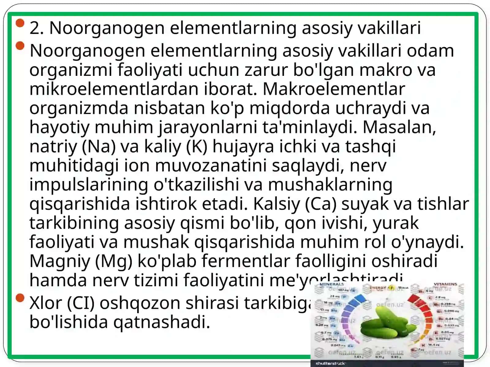 Mavzu: Noorganogenelementlar 4