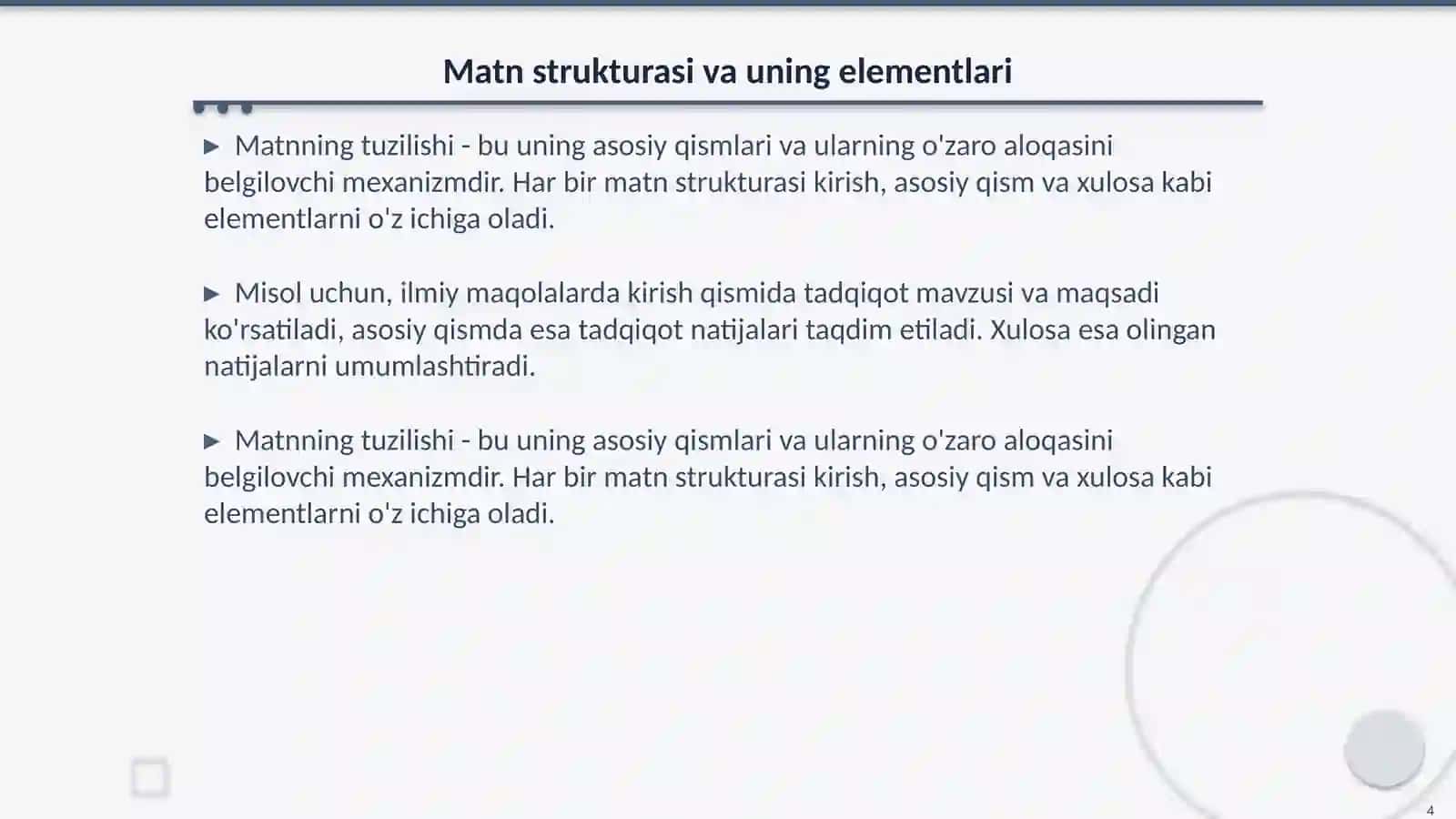 Matn shakllari, prinsiplari 4
