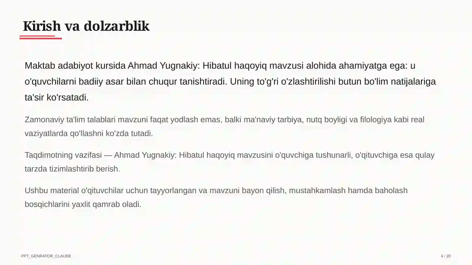 Ahmad Yugnakiy: Hibatul haqoyiq (7-sinf) 4