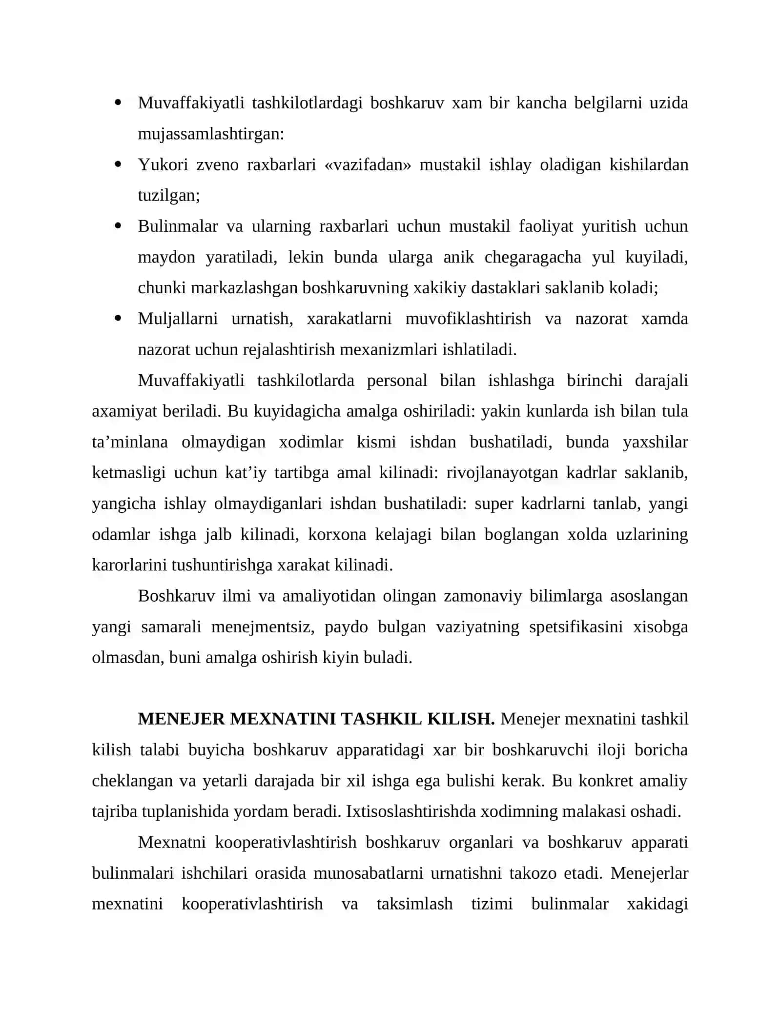 Menejerlar faoliyatini tashkil kilish 4