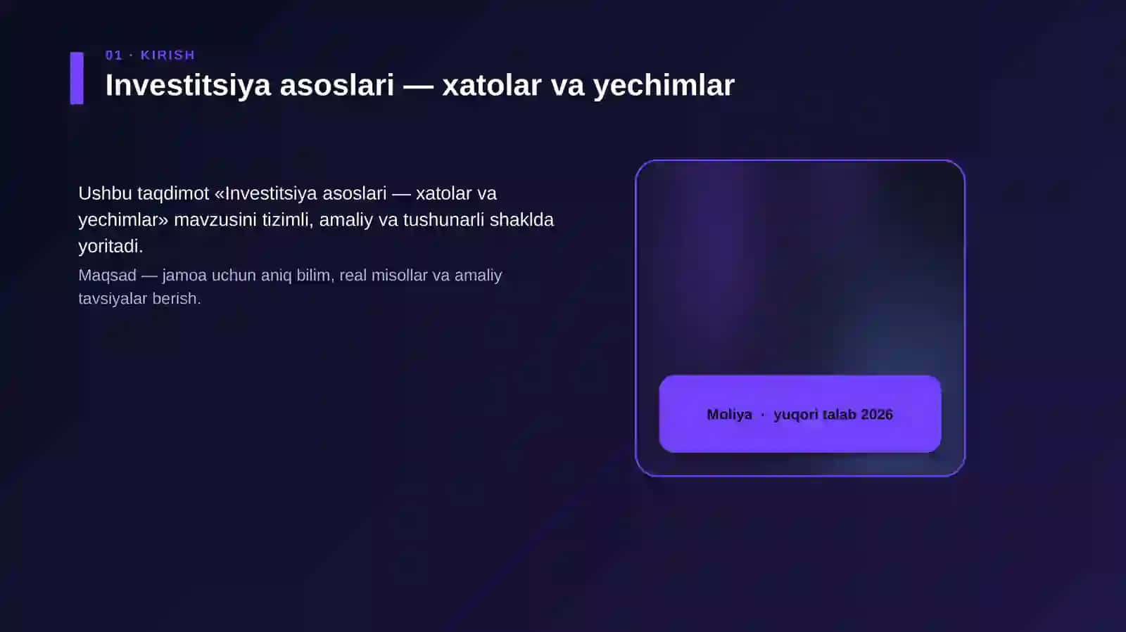 Investitsiya asoslari — xatolar va yechimlar 4