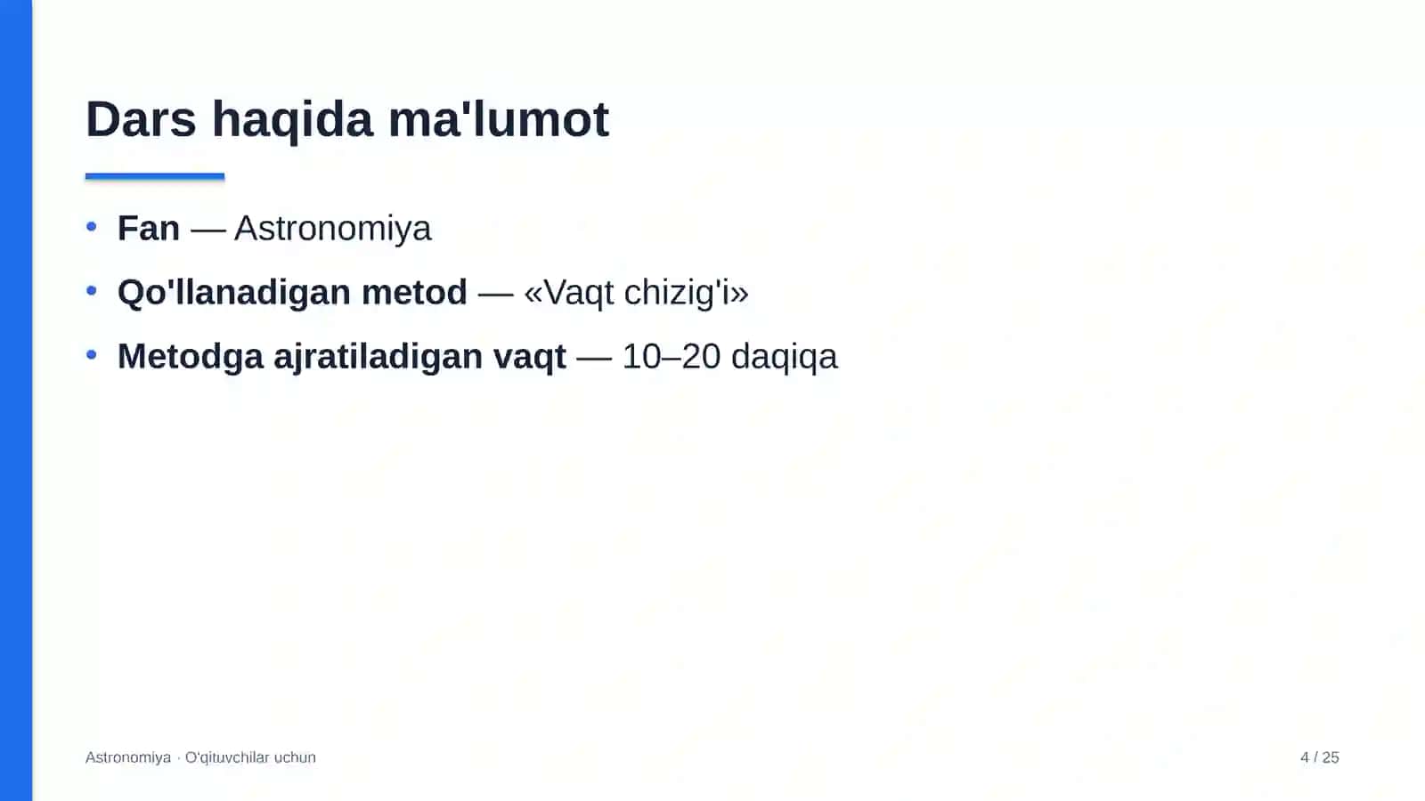 astronomiya darslarida vaqt chizig'i metodidan foydalanish 7949 4