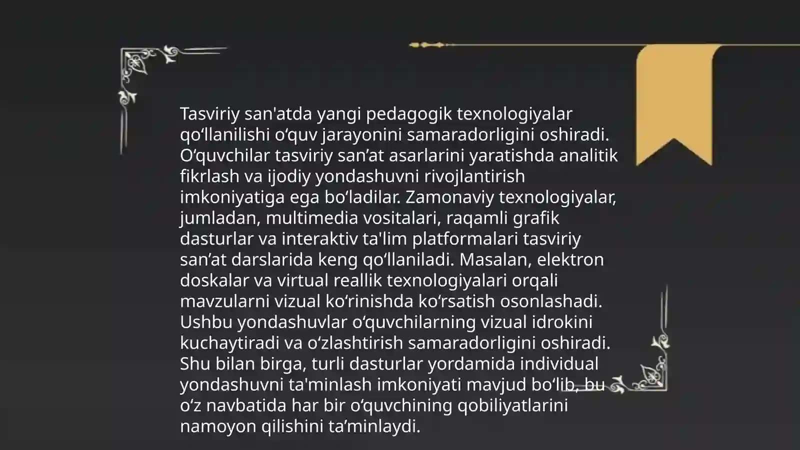 Tasviriy san'at tashkil etishda STEAM yondashuv asosida zamonaviy pedagogik texnologiyalardan foydalanish 4