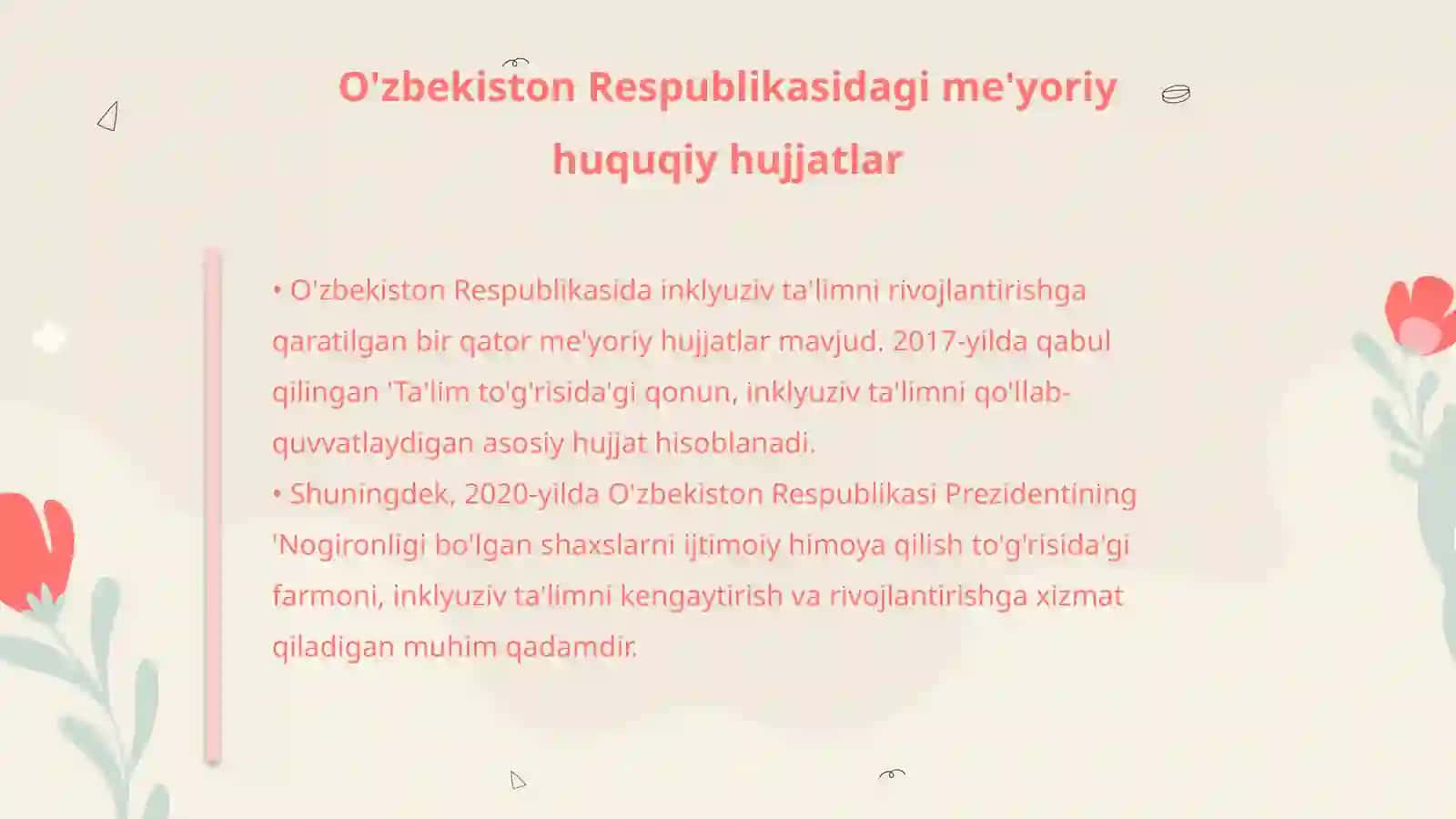 Inklyuziv ta'limning me'yoriy huquqiy asoslari 4