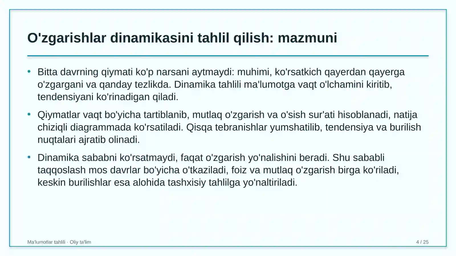 Ma'lumotlar tahlili · Oliy ta'lim 4