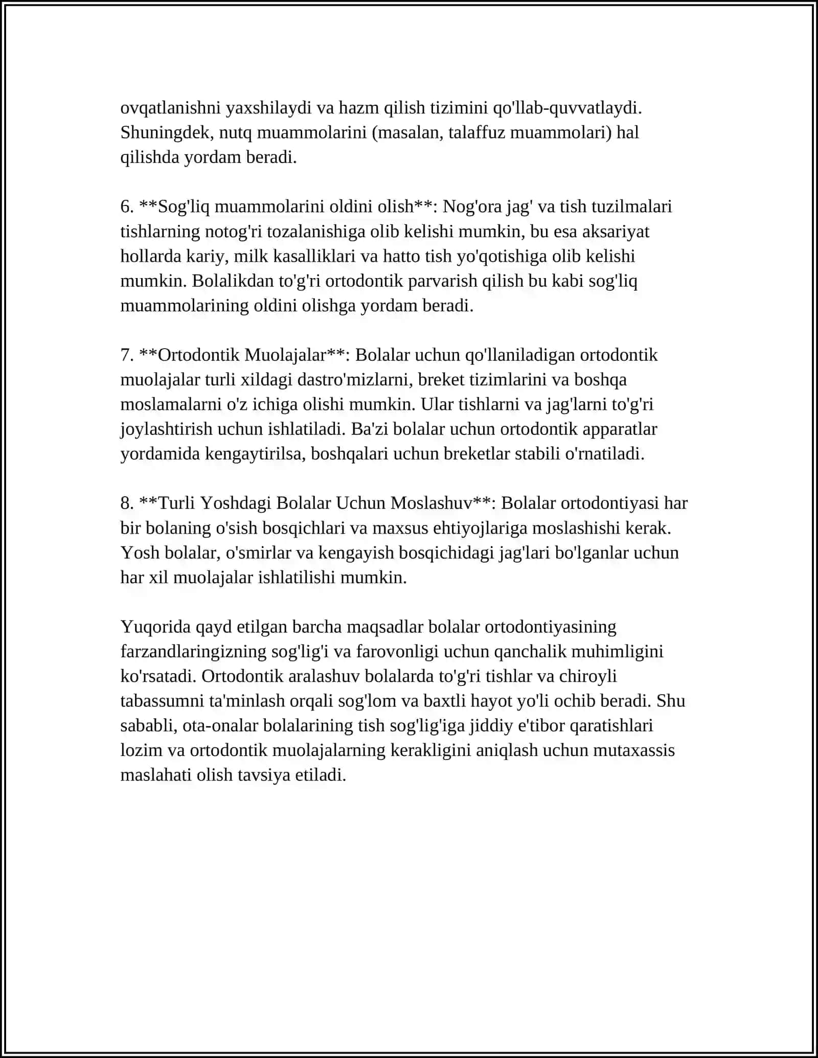 MUSTAQIL ISH Mavzu: BOLALAR ORTODANTIYASI 4