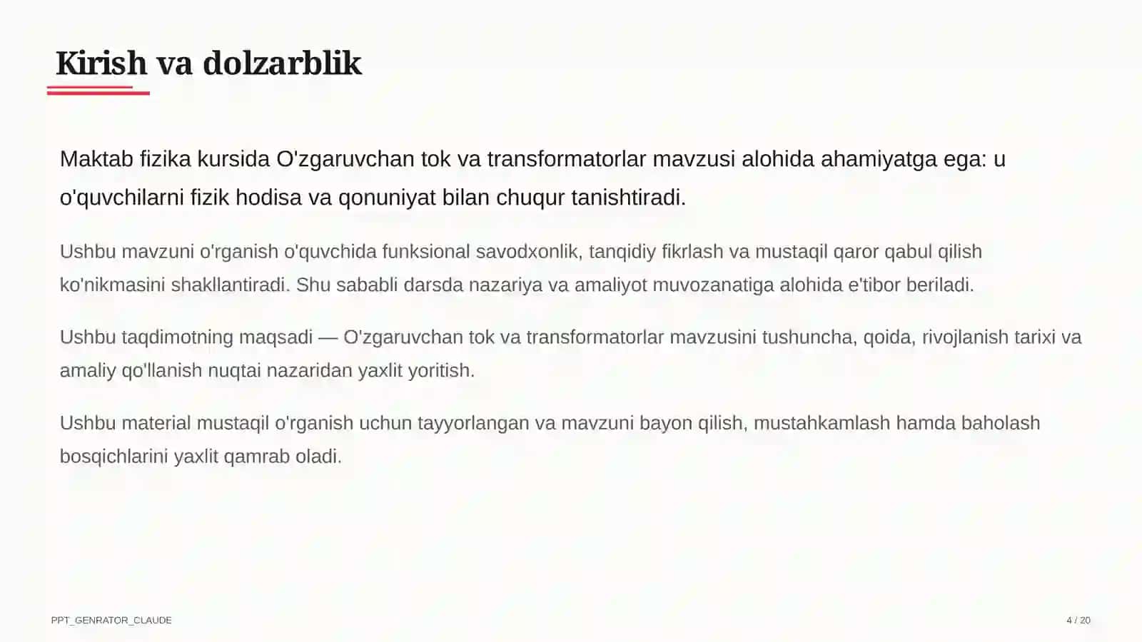 O'zgaruvchan tok va transformatorlar (11-sinf) 4