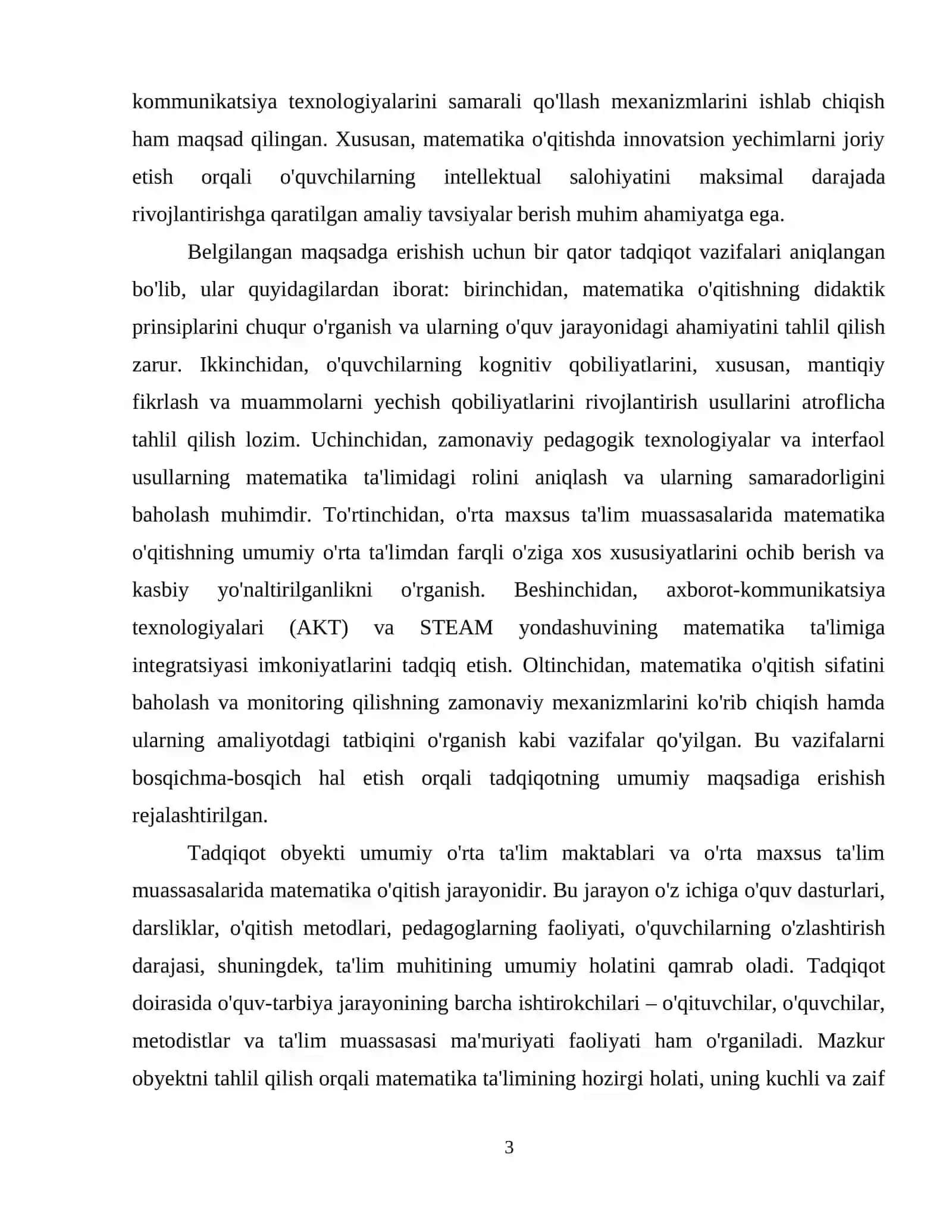 Umumiy o‘rtа tа`lim mаktаblаri vа o‘rtа mаxsus tа`lim muаssаsаlаridа mаtemаtikа o‘qitish mаsаlаlаri. 4