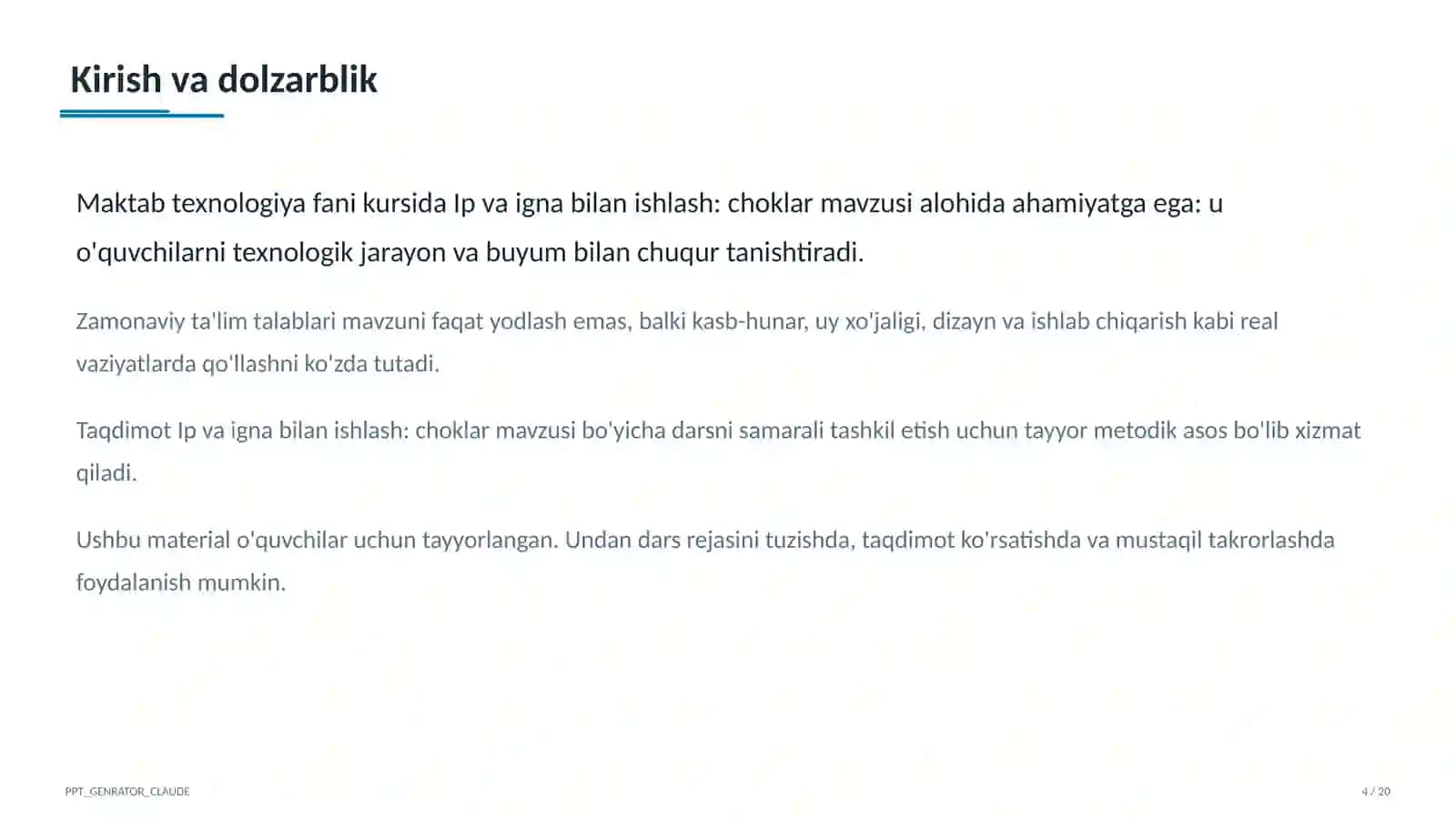 Ip va igna bilan ishlash: choklar (3-sinf) 4
