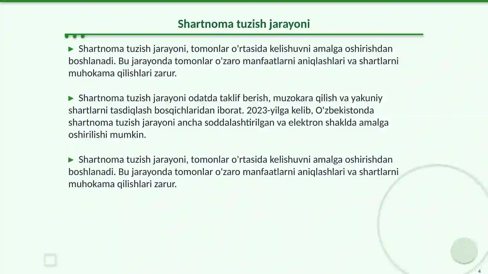 Biznes shartnomalarini tuzish va bajarish tartibi 4