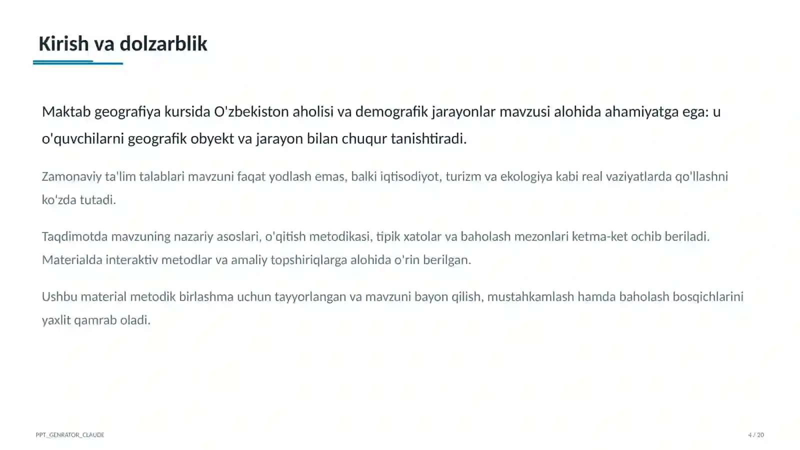 O'zbekiston aholisi va demografik jarayonlar (9-sinf) 4