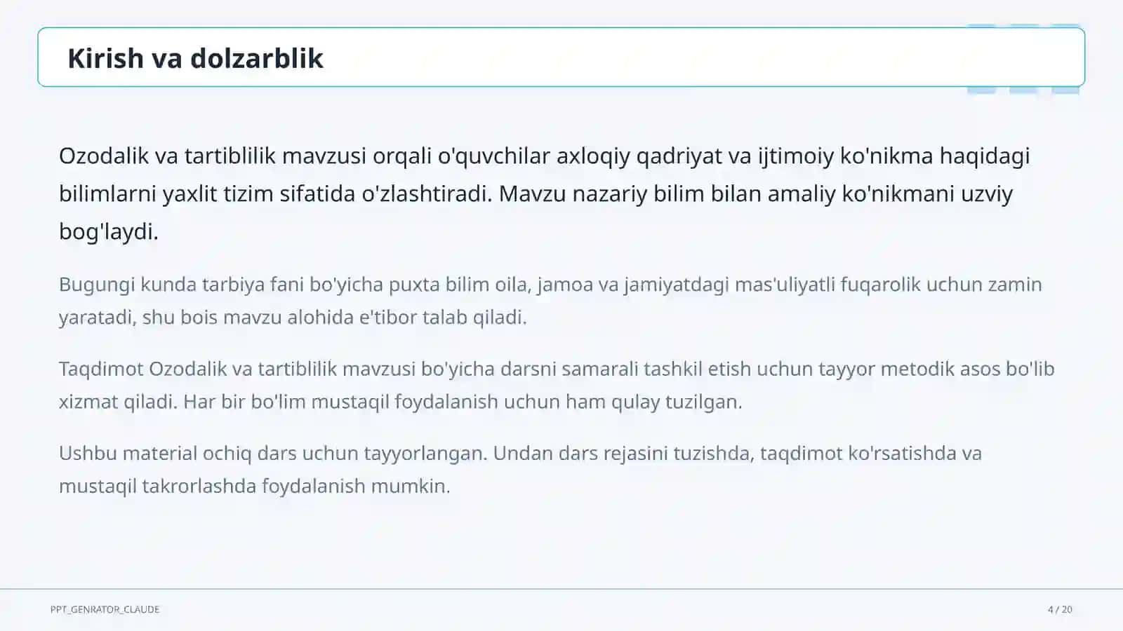 Ozodalik va tartiblilik (1-sinf) 4